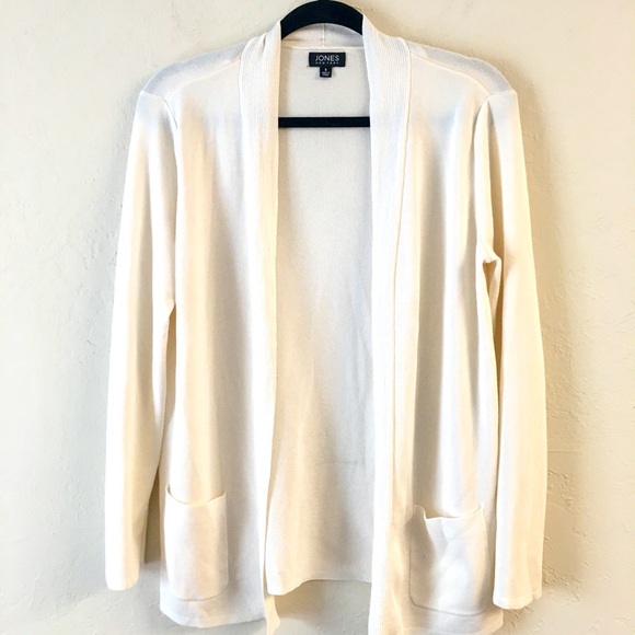 Jones NY Open Front Lightweight Cardigan Small Cream Work Wear Office Casual - Picture 1 of 10
